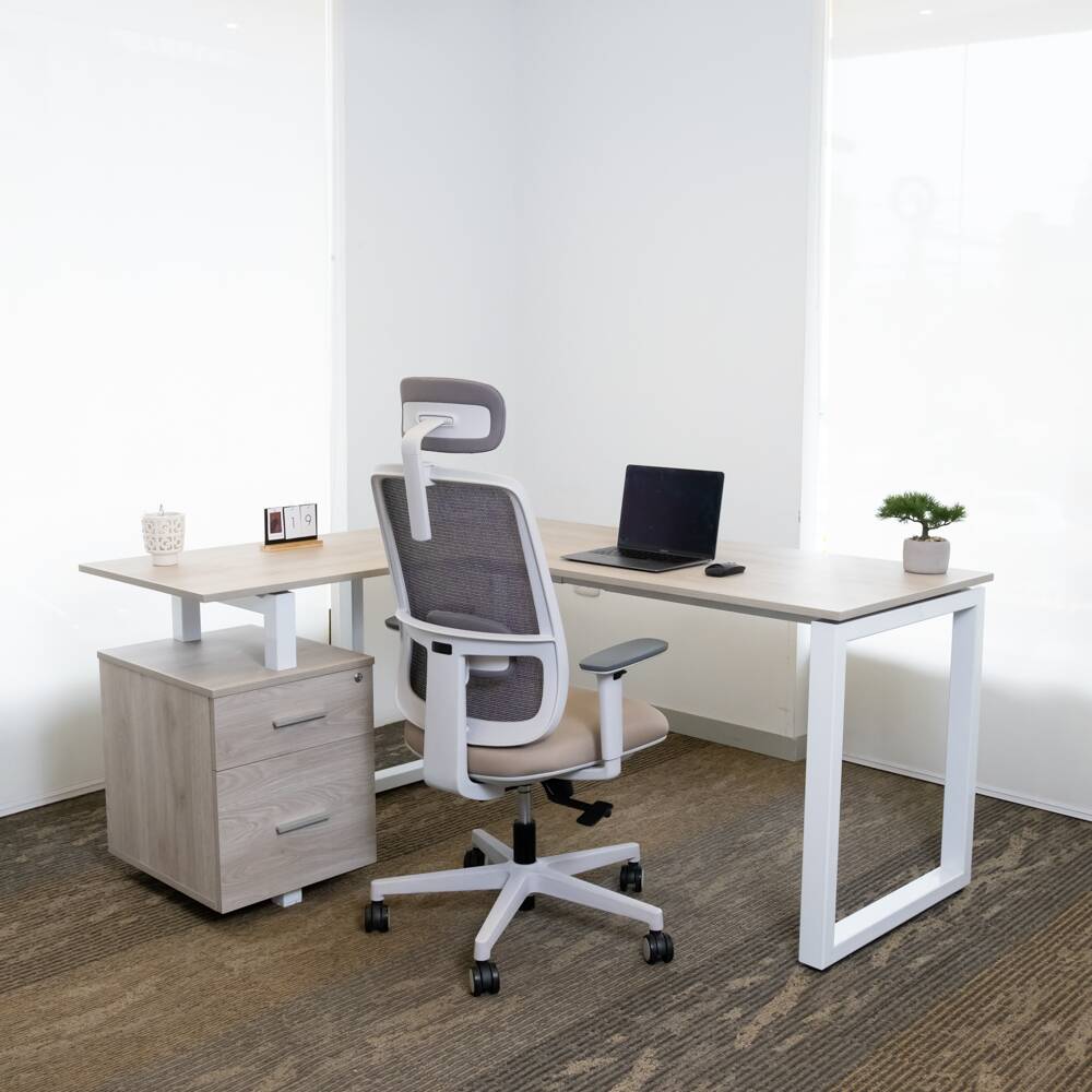 Escritorio en L Abaco – Espacio de trabajo amplio e imponente (2 cajones)
